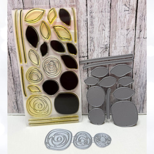 My Favorite Things CIRCLE SCRIBBLE FLOWERS Mixed Media Rubber Stamps Dies