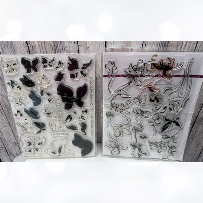 Altenew GOLDEN GARDEN Painted Butterflies Flowers 6x8 Rubber Stamps