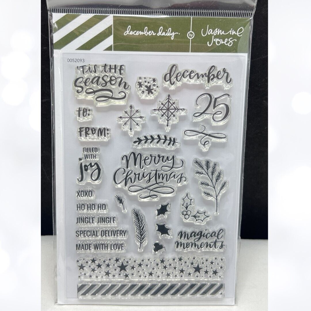 December Daily Jasmine Jones CHRISTMAS Greetings Planner Journal Rubber Stamps