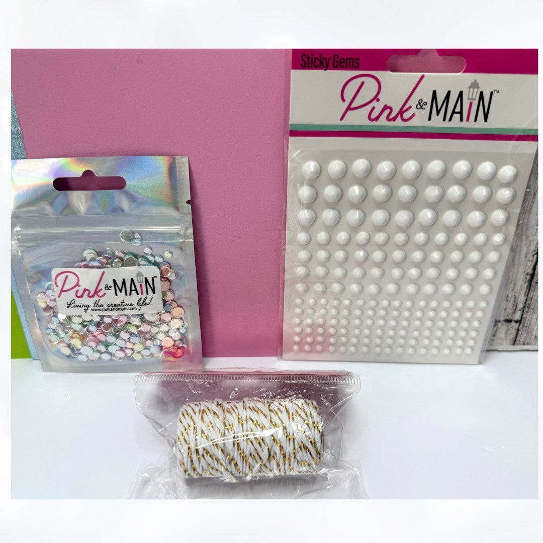 Pink & Main SWEET BIRDS Floral Banners Rubber Stamps Dies Paper Kit