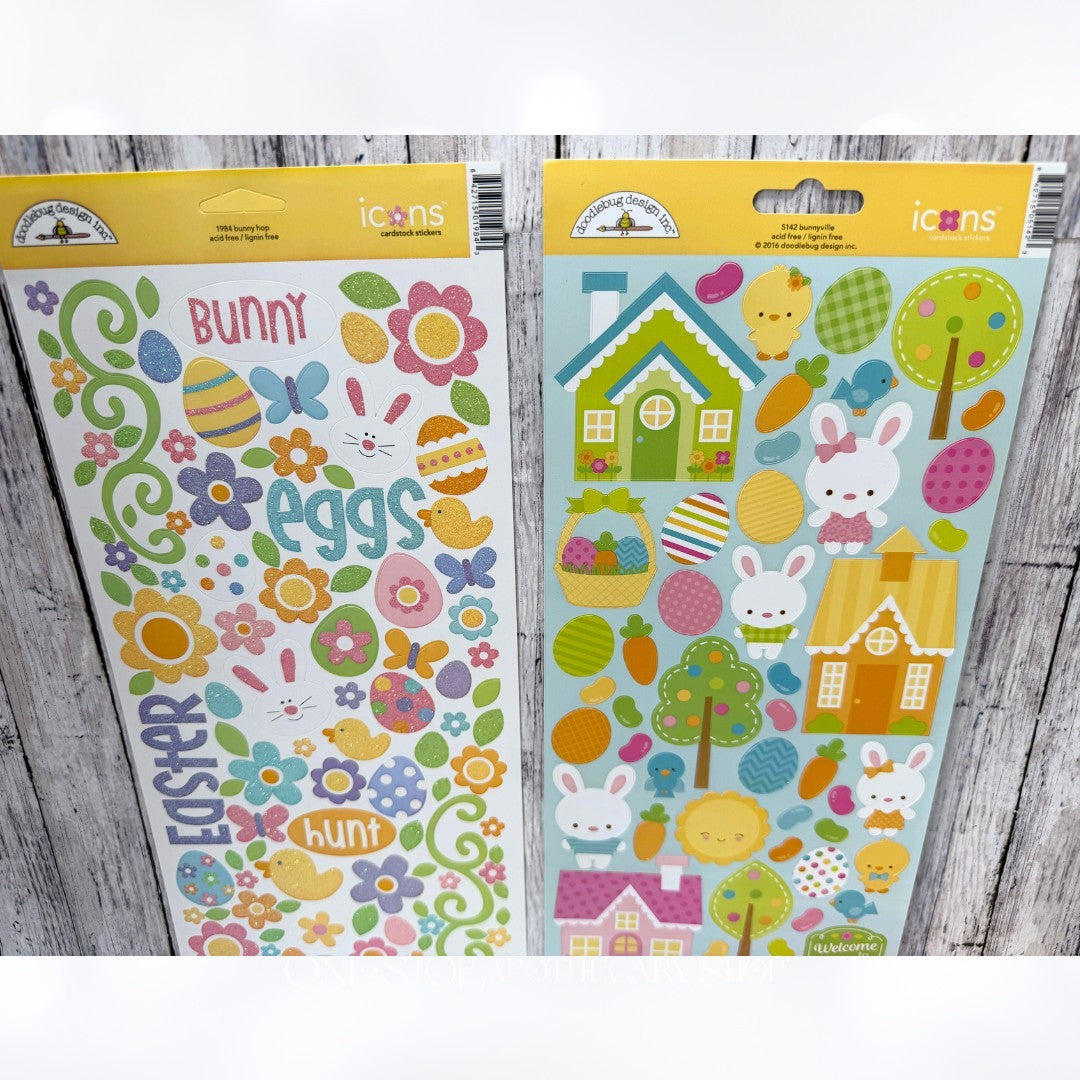 Doodlebug STICKERS Icons Headlines Easter Tags Lot of 12