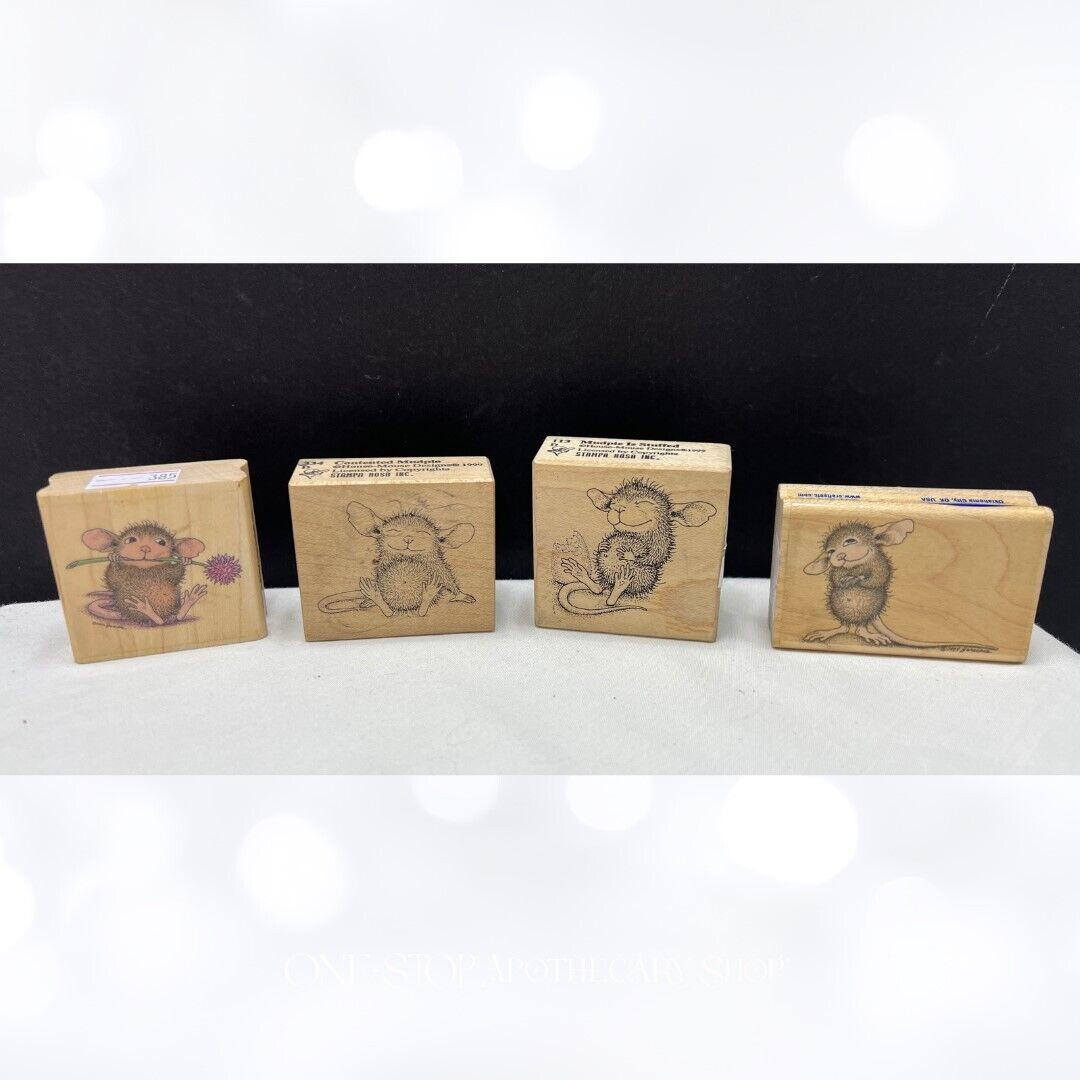 House Mouse MUDPIE Mice Rubber Stamps Lot of 4