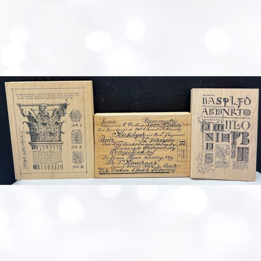 Stampers Anonymous Stampington ARCHITECTURE Script Writing Rubber Stamps Lot