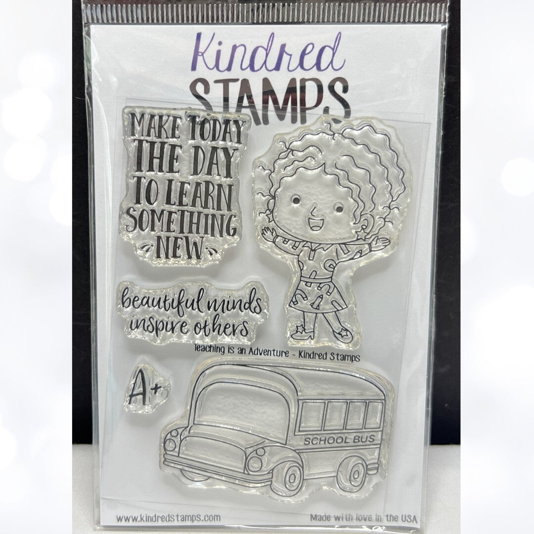 Kindred Stamps TEACHING IS AN ADVENTURE Magic School Bus Rubber Stamps
