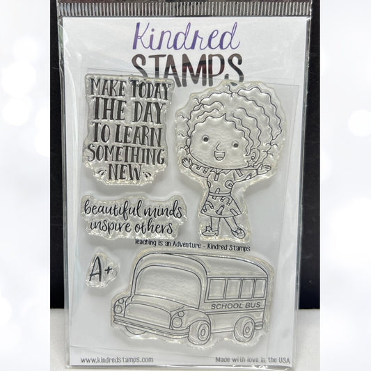 Kindred Stamps TEACHING IS AN ADVENTURE Magic School Bus Rubber Stamps