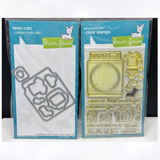 Lawn Fawn LOADS OF FUN Laundry Funny Rubber Stamps Dies