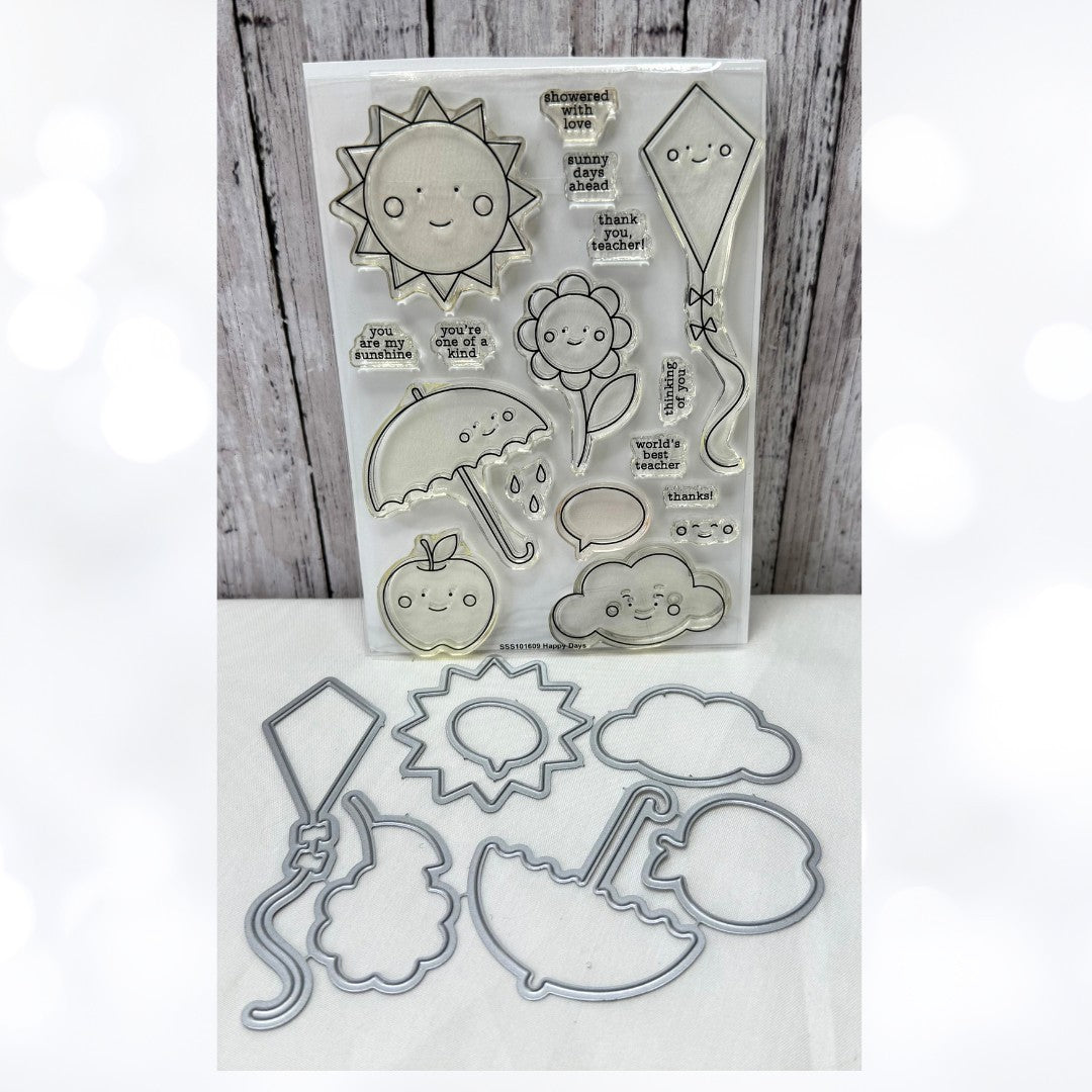 Simon Says Stamp HAPPY DAYS Spring Sun Kites Rubber Stamps Dies