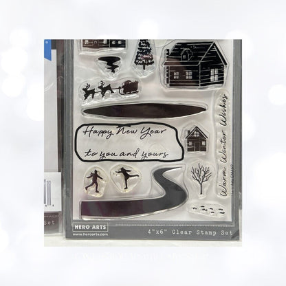 Hero Arts SNOWY TOWN Christmas Holiday Rubber Stamps Dies AS IS**