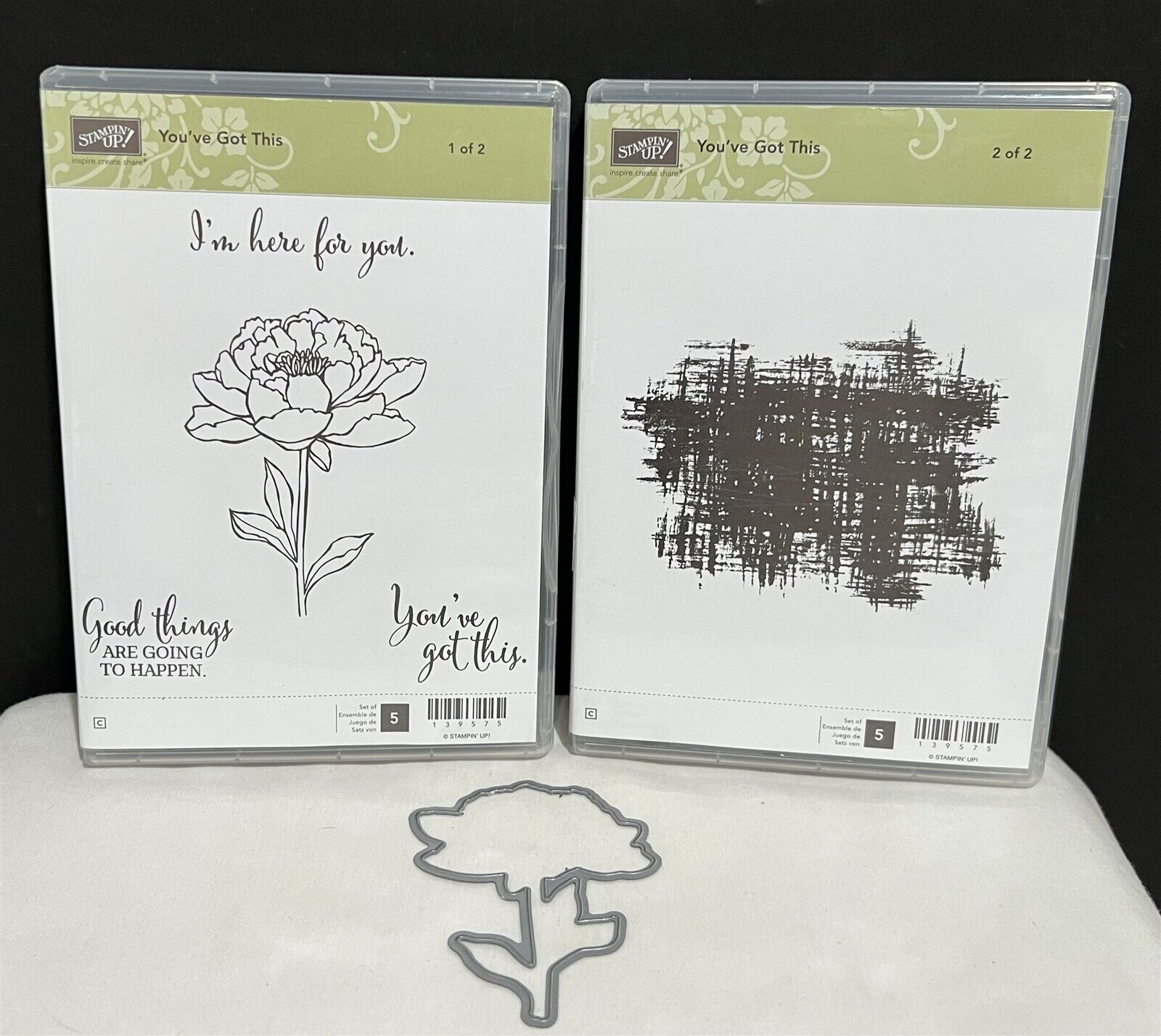 Stampin Up YOU'VE GOT THIS Flowers Rubber Stamps Die Set Rare