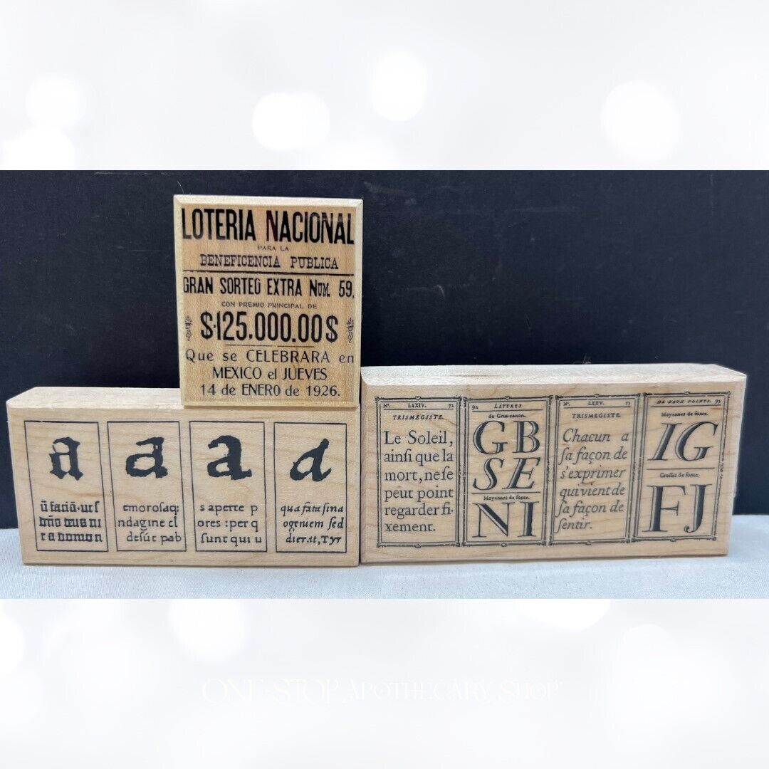 Postmodern Design VINTAGE Letters Sampler Mixed Media Rubber Stamps Lot of 3