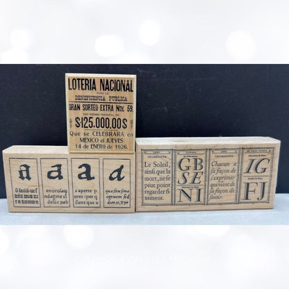 Postmodern Design VINTAGE Letters Sampler Mixed Media Rubber Stamps Lot of 3