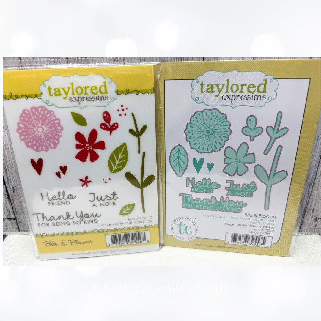 Taylored Expressions BITS & BLOOMS Floral Flowers Rubber Stamps Dies