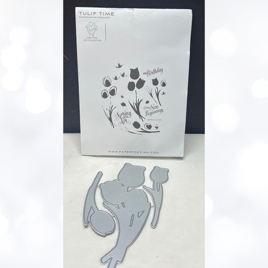 Papertrey Ink TULIP TIME Flowers Spring Rubber Stamps Dies