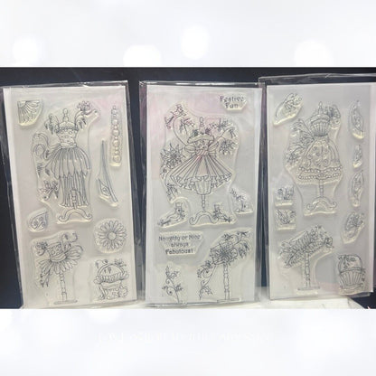 Katy Sue FABULOUS FASHION Dress Christmas Flowers Rubber Stamps Lot of 3