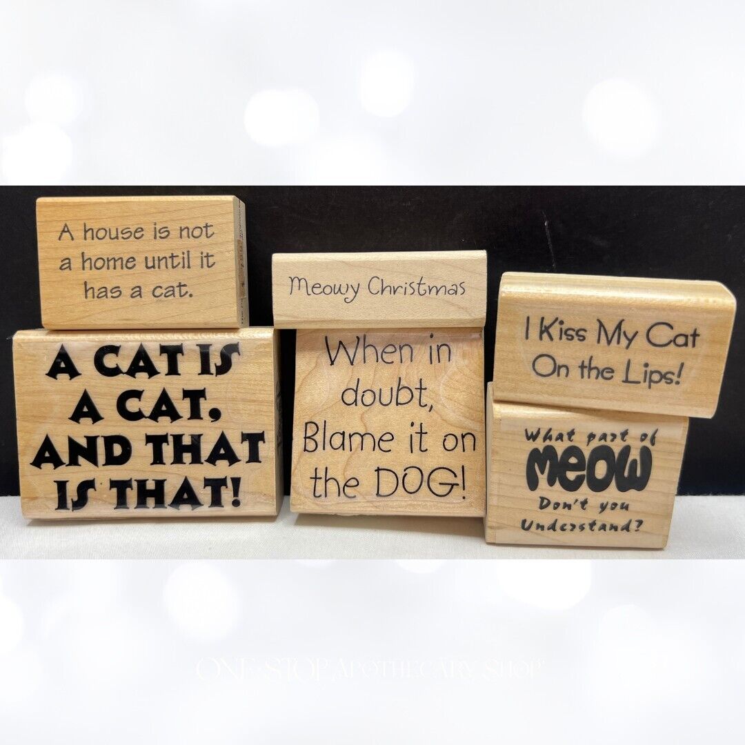 CAT Kitty Quotes Sayings Funny Sentiments Rubber Stamps Lot of 6