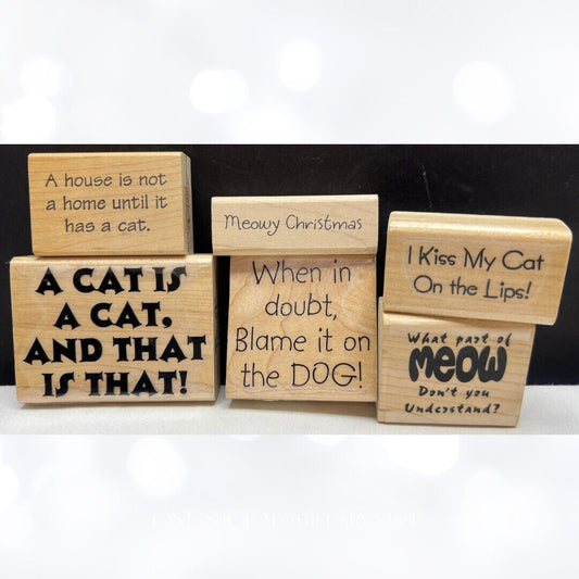 CAT Kitty Quotes Sayings Funny Sentiments Rubber Stamps Lot of 6