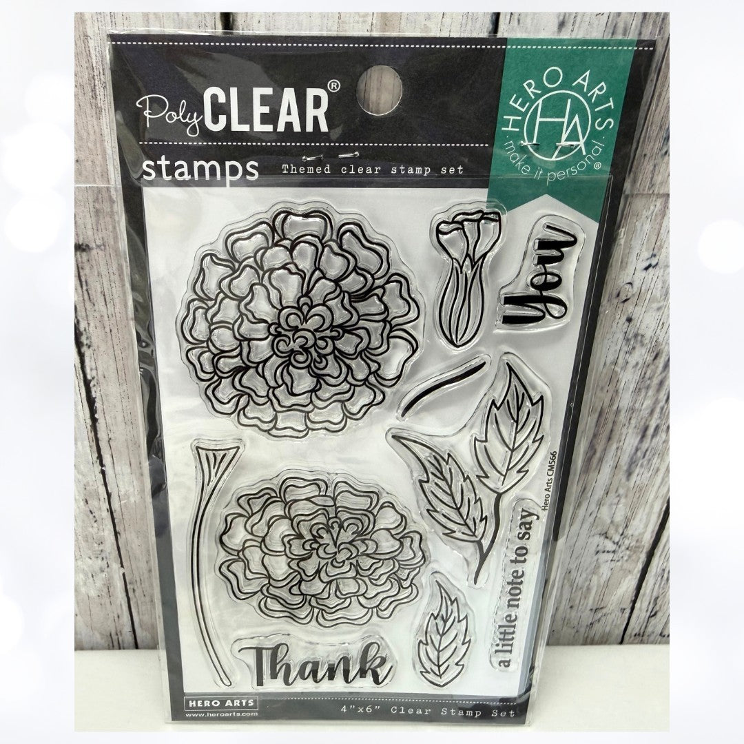 Hero Arts MARIGOLDS Iris Hydrangea Floral Flowers Rubber Stamps
