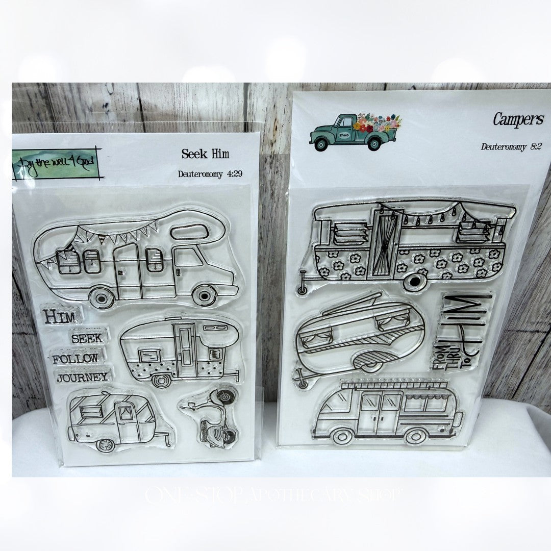 By the Well 4 CAMPERS Seek Him RV Religious Bible Journaling Rubber Stamps