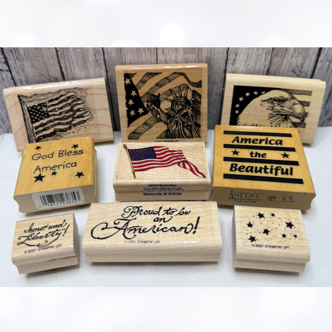 Stampin Up 4TH OF JULY America Flag Eagle Liberty For All Rubber Stamps