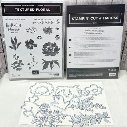 Stampin Up TEXTURED FLORAL Flowers Rubber Stamps Dies