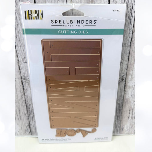 Spellbinders BE BOLD THANK YOU Color Block Slimline Dies