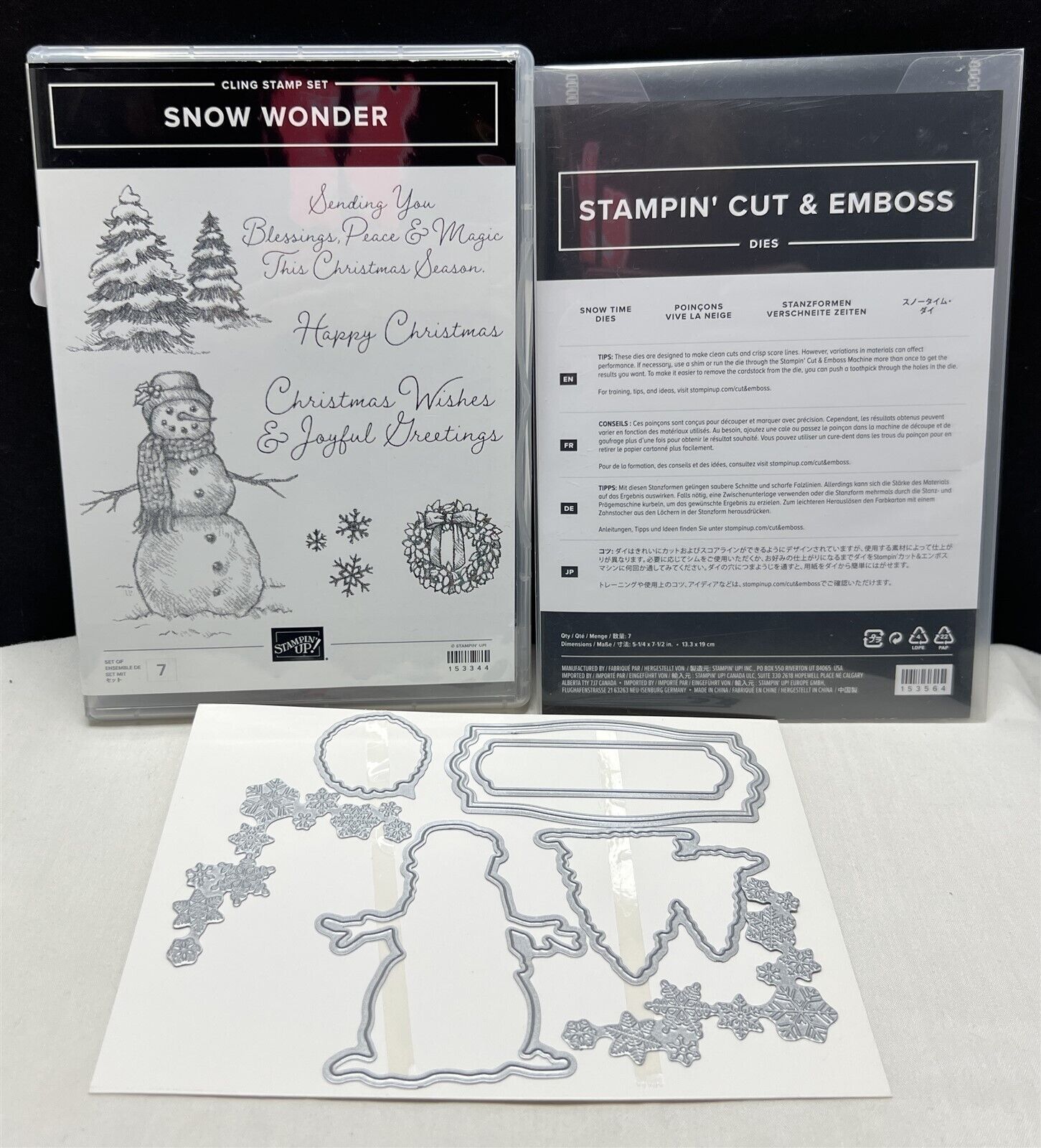 Stampin Up SNOW WONDER Snowman Christmas Rubber Stamps Snow Time Dies