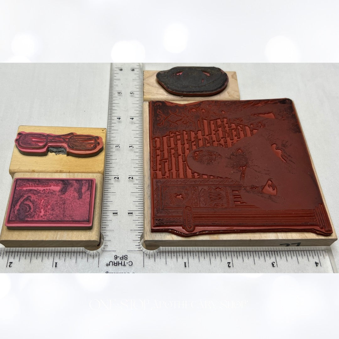 Mixed Media MONA LISA Portrait Eyes Art Journaling Rubber Stamps Lot of 4