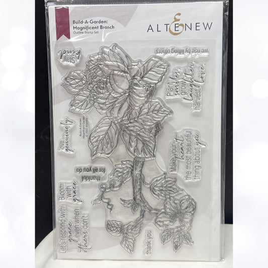 Altenew Build a Garden MAGNIFICENT BRANCH Flowers Floral 6x8 Rubber Stamps