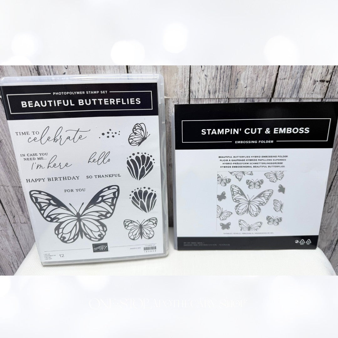 Stampin Up BEAUTIFUL BUTTERFLIES Butterfly Rubber Stamps Embossing Folder