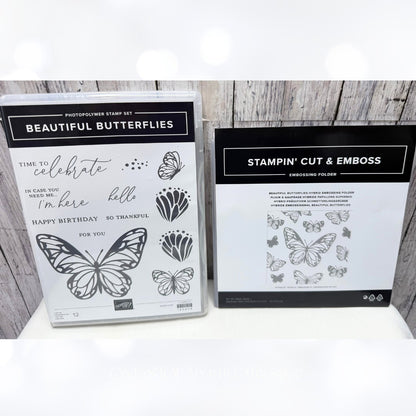Stampin Up BEAUTIFUL BUTTERFLIES Butterfly Rubber Stamps Embossing Folder