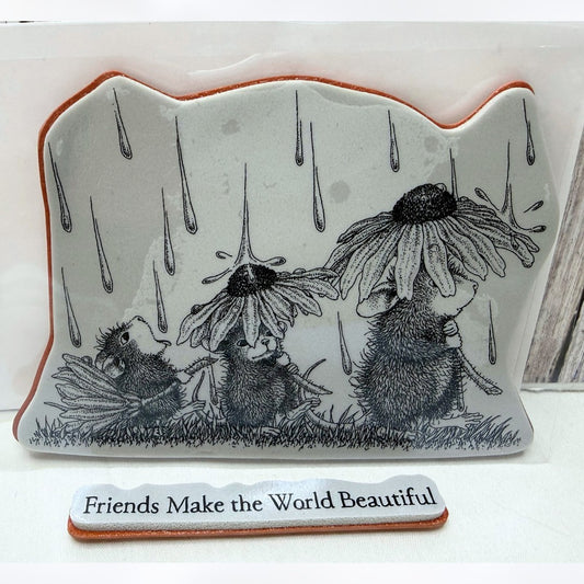 House Mouse SPRING RAIN Friends Mice Flowers Rubber Stamps