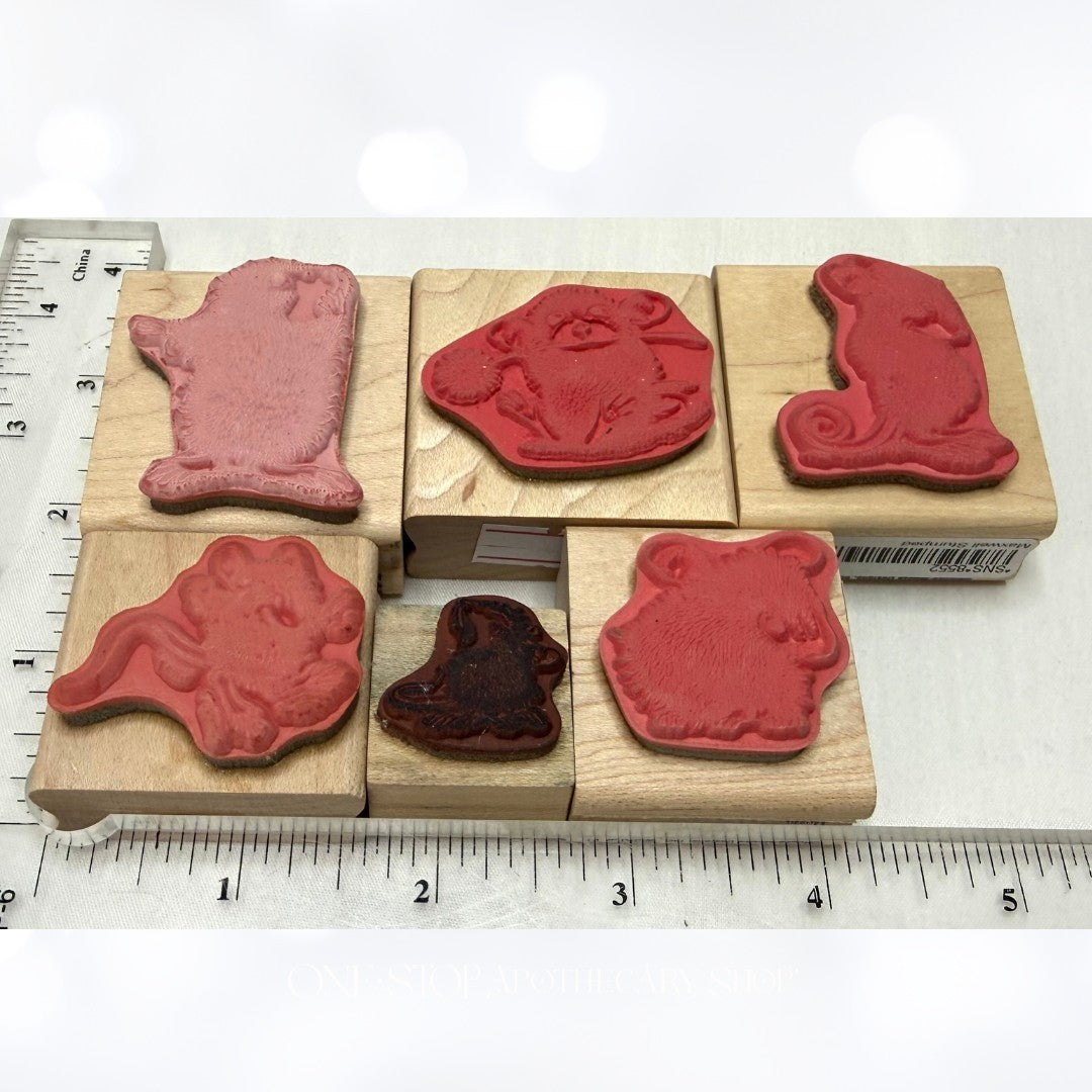 House Mouse MUDPIE MUZZY MONICA Friends Mice Mini Rubber Stamps Lot of 6