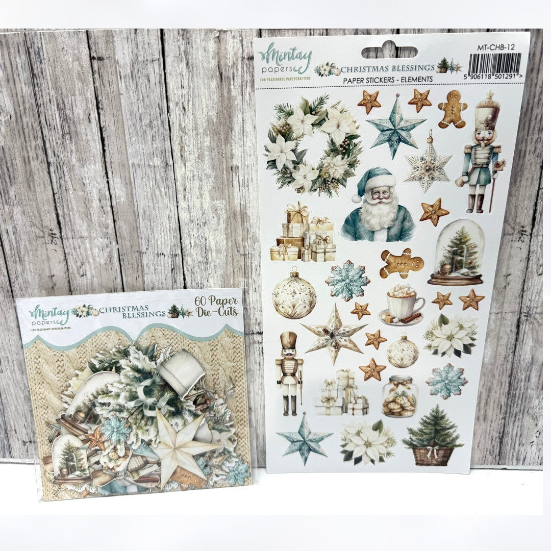 Mintay CHRISTMAS BLESSINGS 12x12 Paper Cardstock Die Cuts Stickers Kit