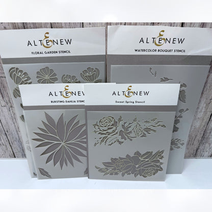 Altenew Watercolor Bouquet Floral Garden Spring Layering Stencils Lot of 4