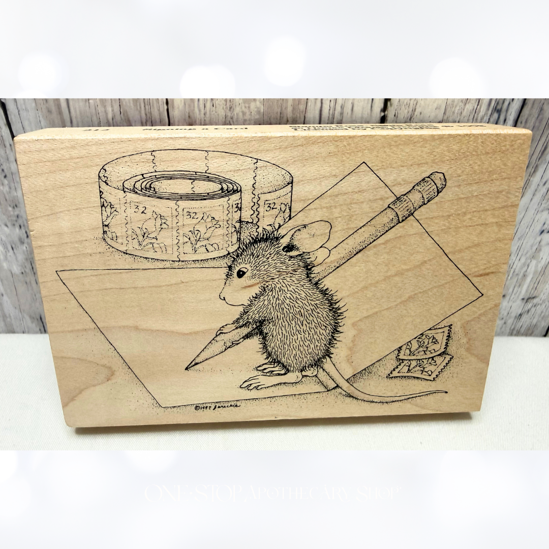 House Mouse SIGNING A CARD Mice Letter Rubber Stamp