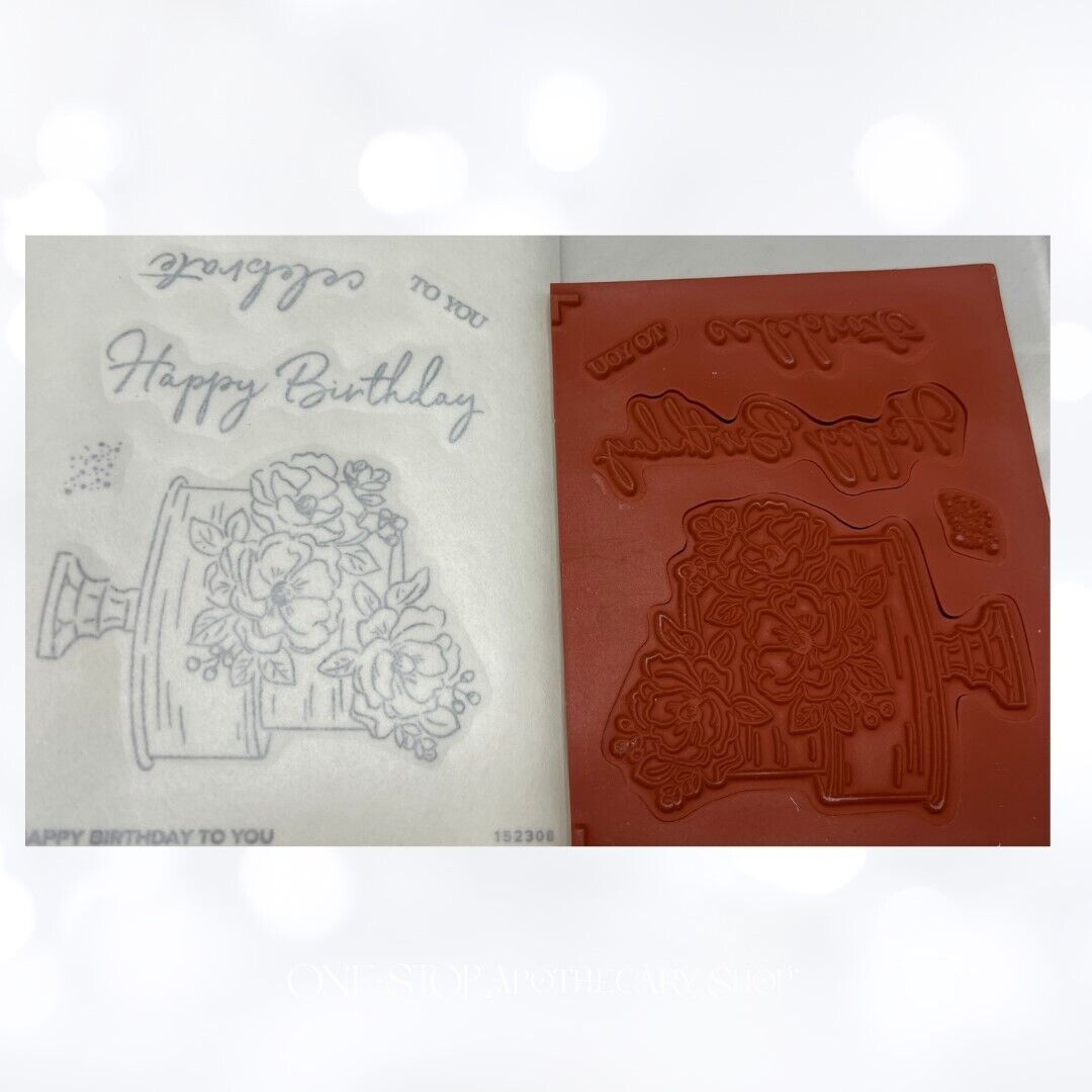 Stampin Up HAPPY BIRTHDAY TO YOU Cake Rubber Stamps