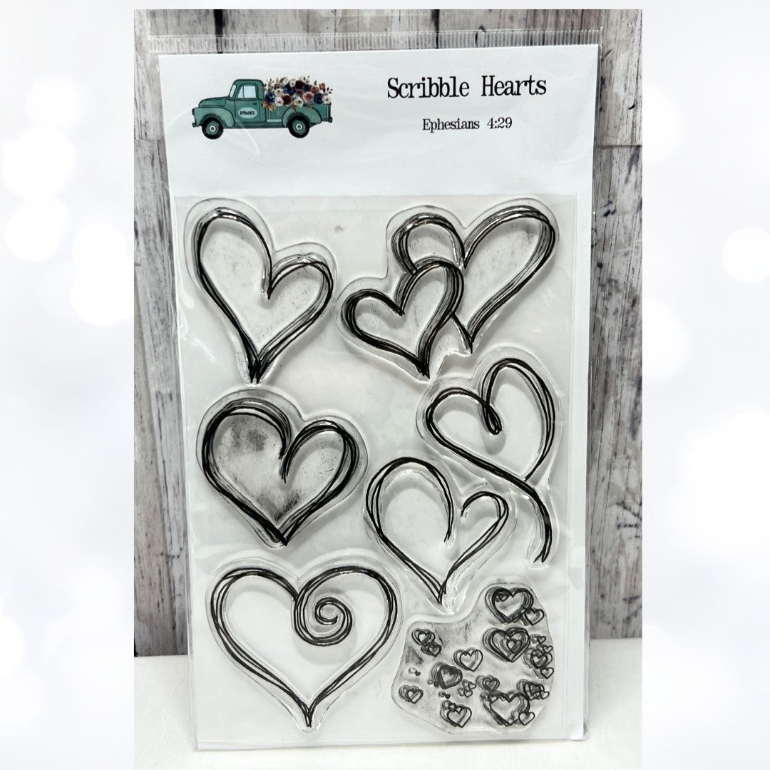 By the Well 4 God SCRIBBLE HEARTS Valentines  Bible Journaling Rubber Stamps
