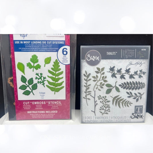 Tim Holtz Spellbinders GARDEN GREENS Foliage Stems Branch Thinlits Dies Lot of 2