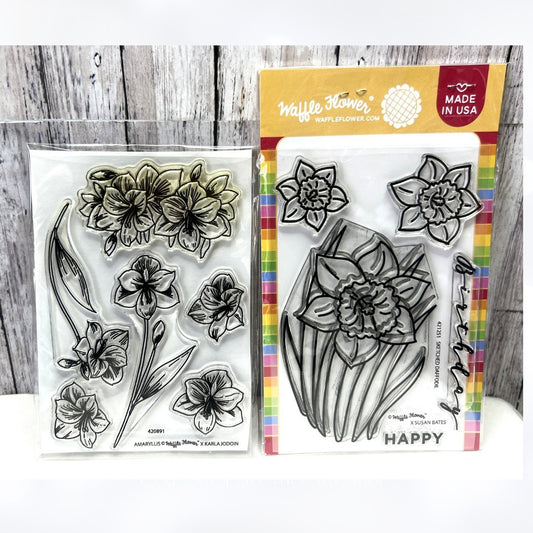 Waffle Flower AMARYLLIS Sketched Daffodil Spring Flowers Floral Rubber Stamps