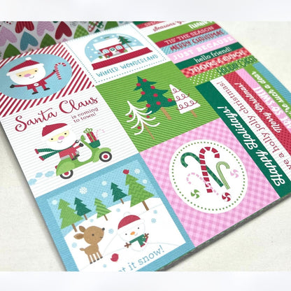 Doodlebug Designs HERE COMES SANTA CLAUS Christmas 6x6 Cardstock Paper Set of 2