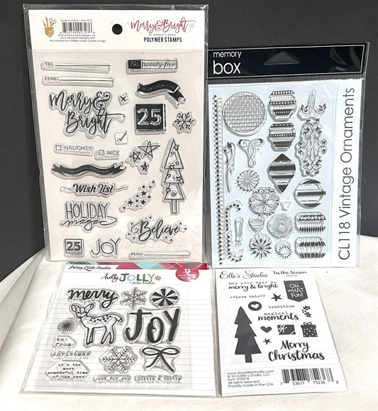 CHRISTMAS Planner Holiday Journal Tree Deer Ornaments Rubber Stamps Lot of 4