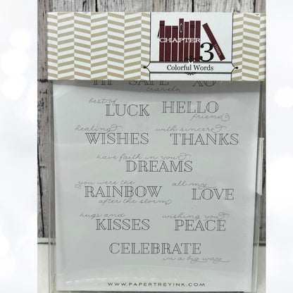 Papertrey Ink COLORFUL WORDS Sentiments Greetings Rubber Stamps