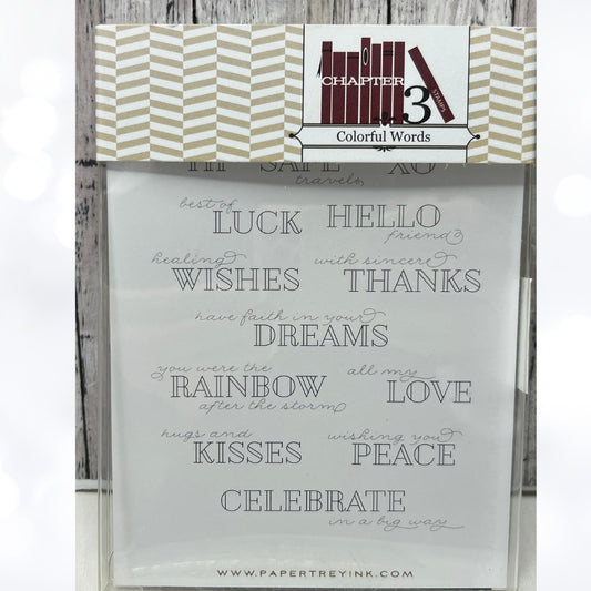 Papertrey Ink COLORFUL WORDS Sentiments Greetings Rubber Stamps