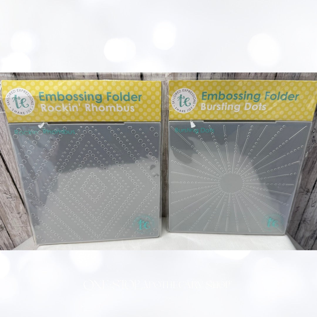 Taylored Expressions ROCKING RHOMBUS Bursting Dots 6x6 Embossing Folders