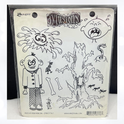 Ranger Dylusions MISCHIEVOUS MALCOM Halloween Monster Rubber Stamps