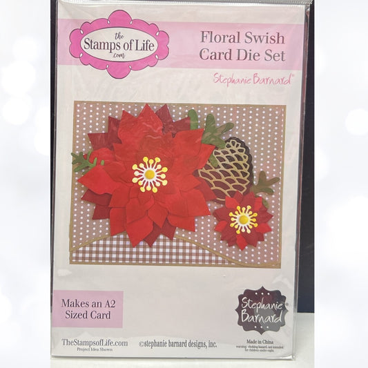 Stamps of Life FLORAL SWISH CARD Christmas Poinsettia A2 Dies