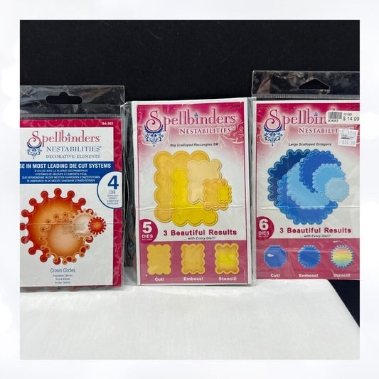 Spellbinders NESTABILITIES Crown Circles Octagons Rectangles Dies Lot of 3