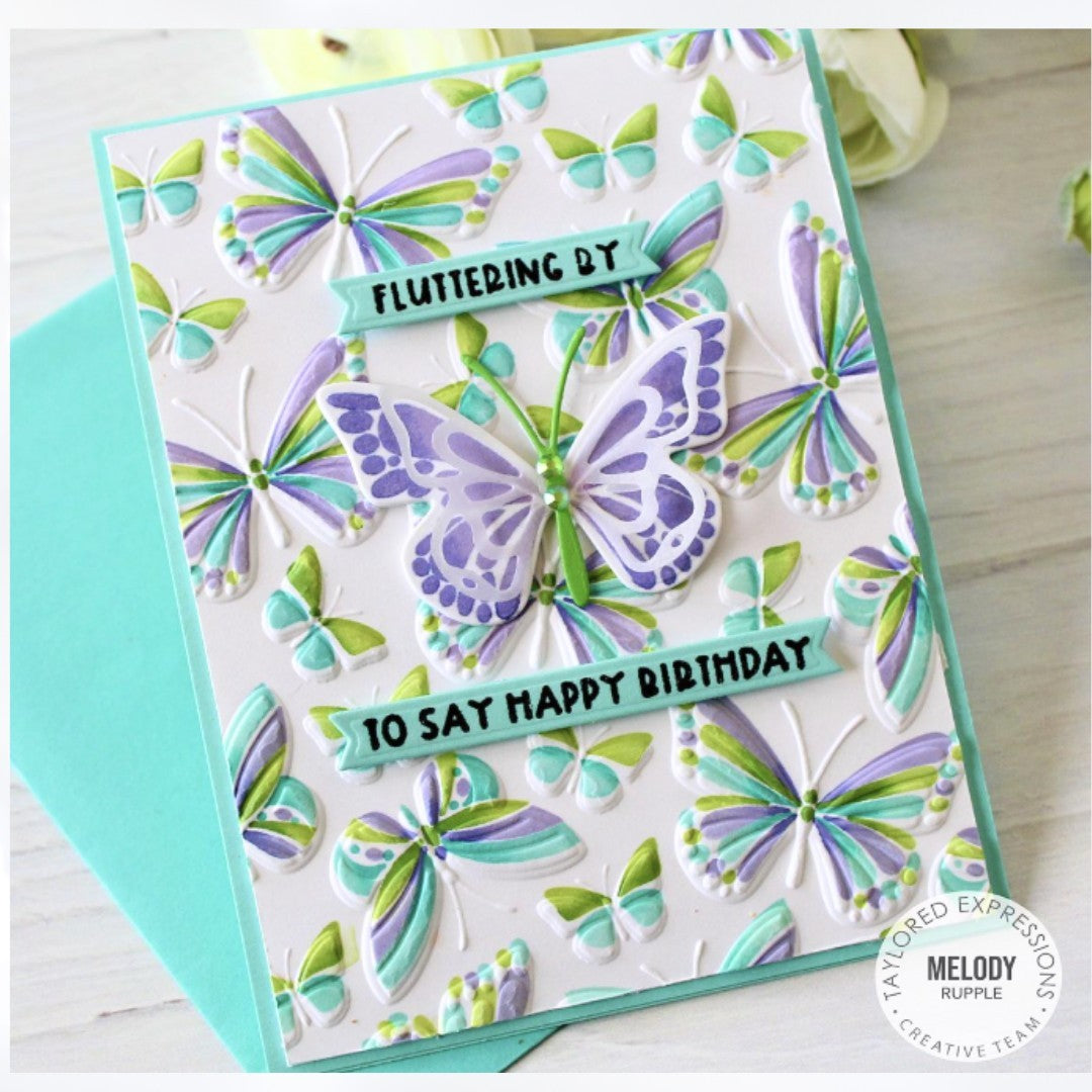 Taylored Expressions FLUTTERING FRIENDS Butterfly Stencils Embossing Folder