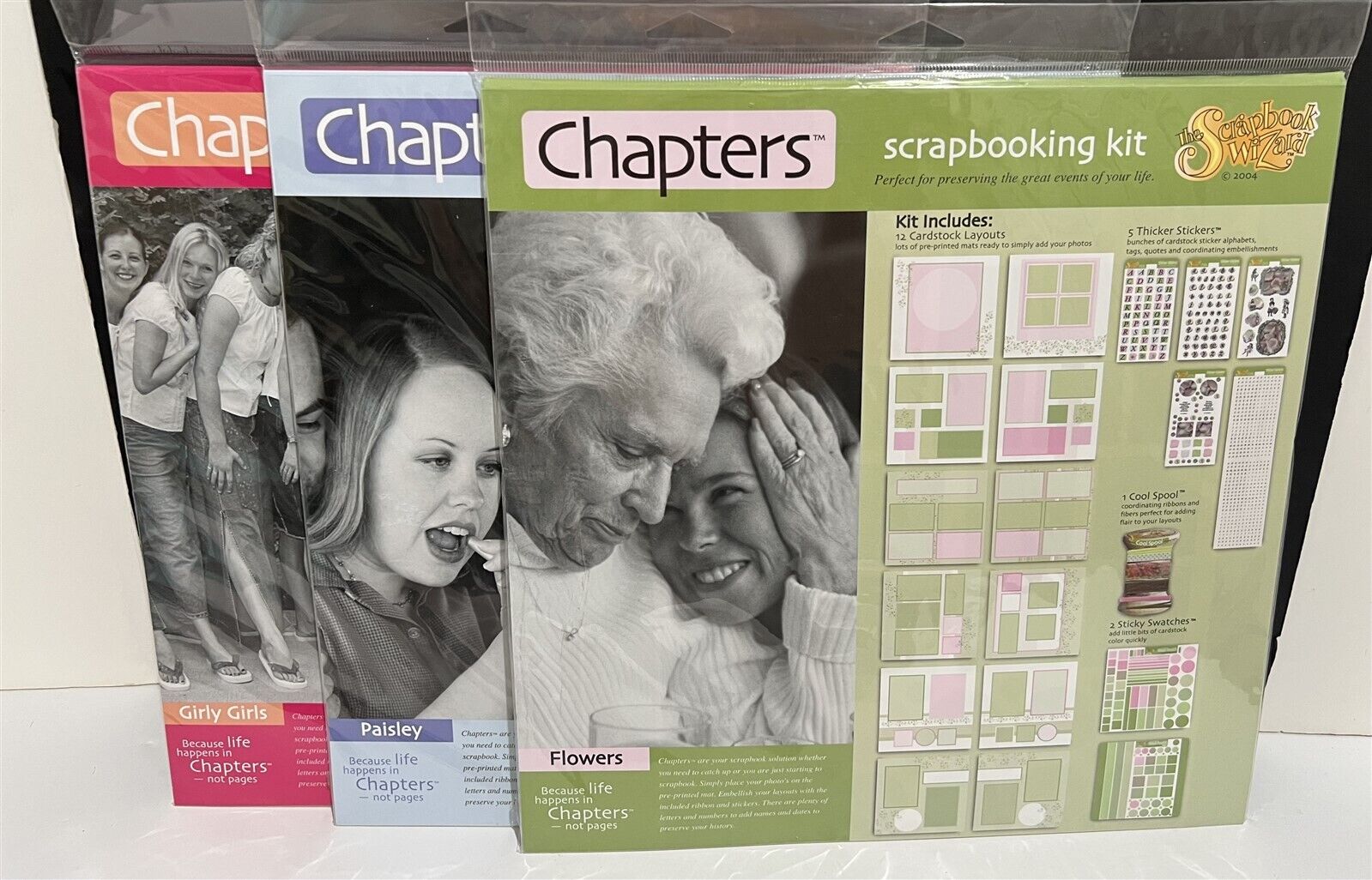 Scrapbook Wizard CHAPTERS Scrapbook 12x12 Kits Flowers Girls Lot of 3