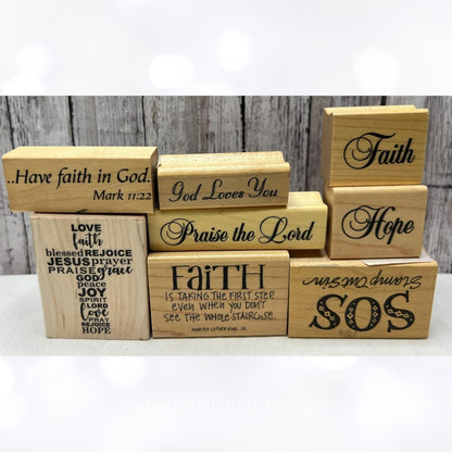 Faith Hope Praise Relgious Bible Journaling Rubber Stamps Lot of 8